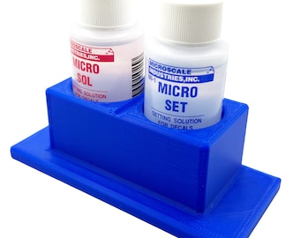 Micro Sol/Set Microscale Anti-Tip / Anti-Slip Bottle Set Holder for 1 oz Bottle Micro Series with Rubber Feet  & Brush Rest - 3D Printed