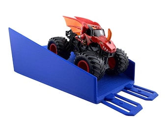 Jeff Did It! - 1/64 Scale 2 Lane Landing Ramp Monster Truck / Car Ramp - Works on Hot Track - 3D Printed - Designed and Made in America