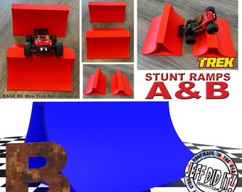 1/24th Monster Truck Stunt Ramp Ramp B - WIDE 250mm - Catch HUGH air! - Works as Display Stand - Includes Anti Slip Rubber Feet