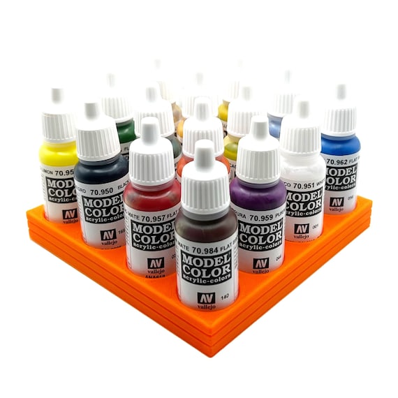 Vallejo 17mm Paint Bottle Holder / Stand Holds 16 Vallejo 17mm Bottles With  Anti-slip Rubber Feet 3D Printed 