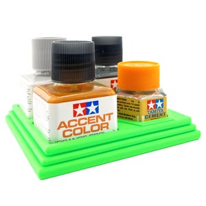 Anti-Tip 3D Printed Tamiya Glue Bottle Holder 3 Square and 1 Hex with Rubber Feet Tamiya 87038 87012