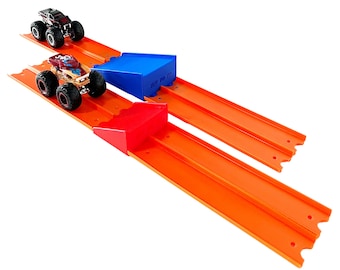 Jef deed het! - Hot Wheels Monster Truck - 2-baans kleine en middelgrote MT-jumpset in lijn - 3D-geprint - Ontworpen en gemaakt in de VS