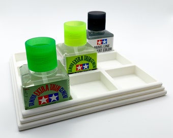 Anti-Tip 3D Printed Tamiya Glue Bottle Holder 9 Squares with Rubber Feet Tamiya 87038 87182