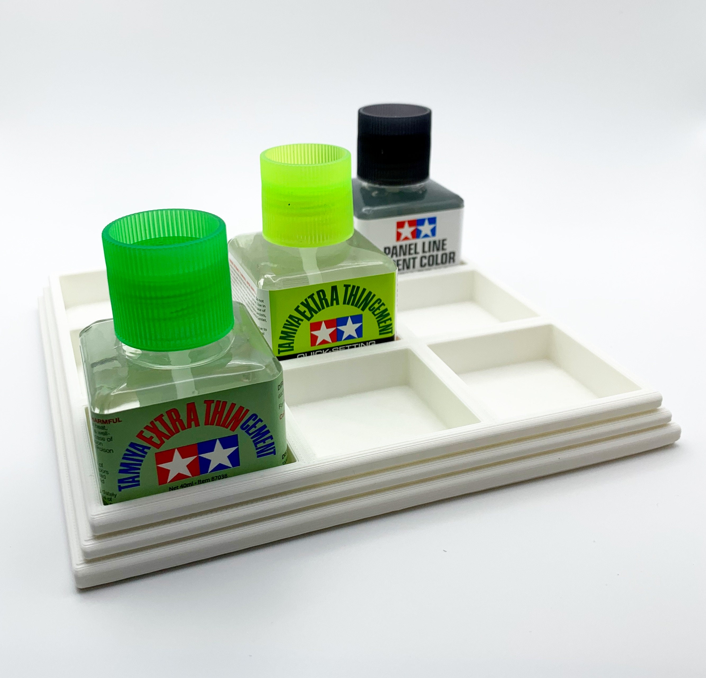 Anti-tip 3D Printed Tamiya Glue Bottle Holder 9 Squares With
