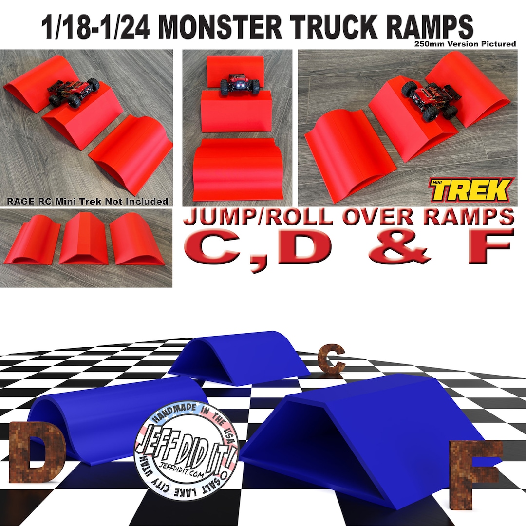 1/24th Monster Truck Ramp Set Includes 3 Jump/roll Over Ramps 200mm