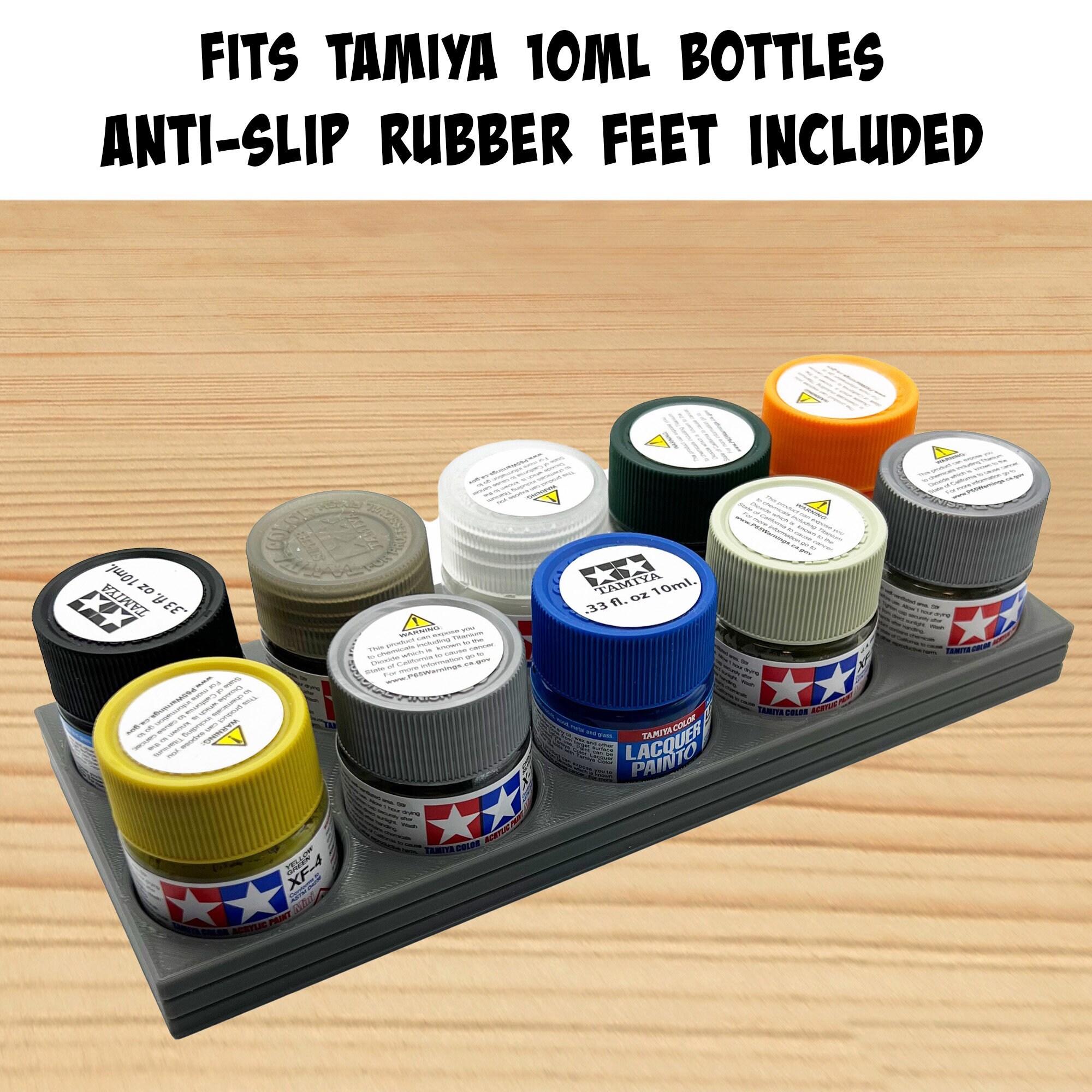Anti-tip 3D Printed Tamiya Glue Bottle Holder 9 Squares With Rubber Feet  Tamiya 87038 87182 