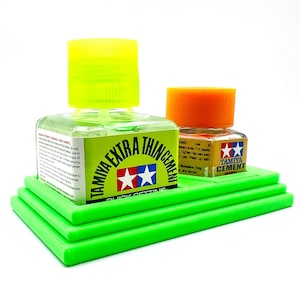 Tamiya Anti-Tip Glue Bottle Holder Square & Hex Style w Anti-Slip Rubber Feet - 3D Printed - Designed - Made in the USA - 87012 87038 87182