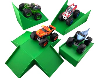 Jef deed het! Hot Wheels / Matchbox Monster Truck - Monstertruck met 2 banen en 4 opritten - Gratis stijl - 3D-geprint - Ontworpen en gemaakt in de VS