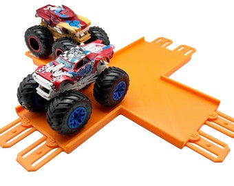 ¡Jeff lo hizo! - Camión monstruo de Hot Wheels - Choque entrecruzado de 2 carriles y 4 vías - Impreso en 3D - Diseñado y fabricado en EE. UU. - Envío gratuito