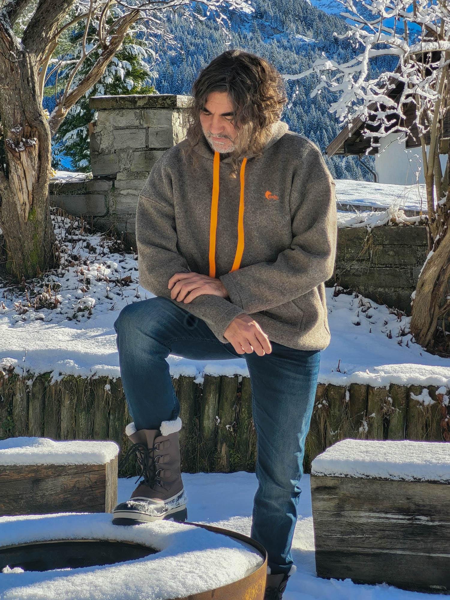 NEW! Classic unisex Hoodie BROWN blaze ORANGE made of boiled wool robust wool sweater wool hoodie made in Europe hunting gear hoodie