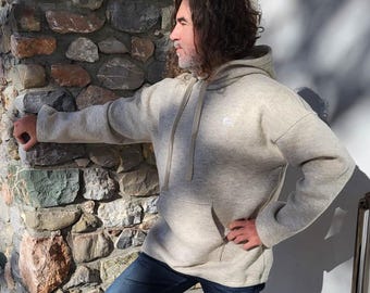 ready for shipment! Classic unisex Hoodie made of boiled wool BEIGE robust wool sweater wool hoodie made in Germany