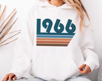 Geburtstagshoodie von 1966, Vintage Unisex-Kapuzenpullover, Geschenk für alle, die 1966 geboren wurden, Shirt für die Geburtstagsfeier, weich und bequem