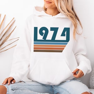 1974 Birthday Hoodie: Unisex Retro Style Sweatshirt