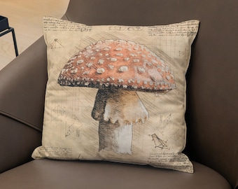 Mushroom Decor Pillow, Cottagecore Cushion, Housewarming Gift