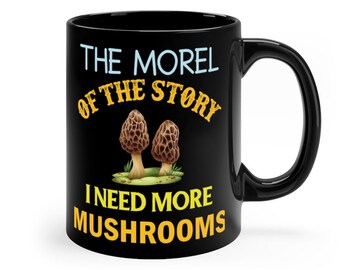 Morel Mushroom Coffee Mug, Funny Fungi Print, Cottagecore Gift