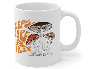 Mug champignon rétro, design hippie des années 70, cadeau pour amoureux de la nature