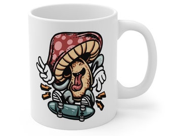 Funny Mushroom Ceramic Coffee Mug, Cottagecore Gift
