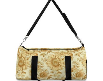 Bolsa de viaje con estampado floral de girasoles y botánicos