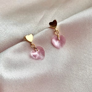 Love Heart Glass Stud Earrings