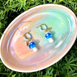 Trendy Mushroom & Butterfly Charm Hoop Earrings
