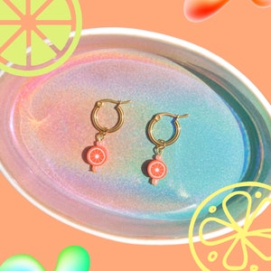 Trendy Orange Fruit 18k Plated Hoop Earrings