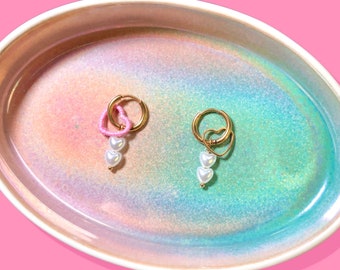 Love Hearts & Pearl Hoop Earrings