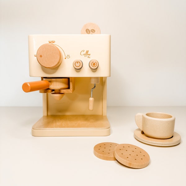 Espresso Maker Wooden Play Kitchen Kids Toy