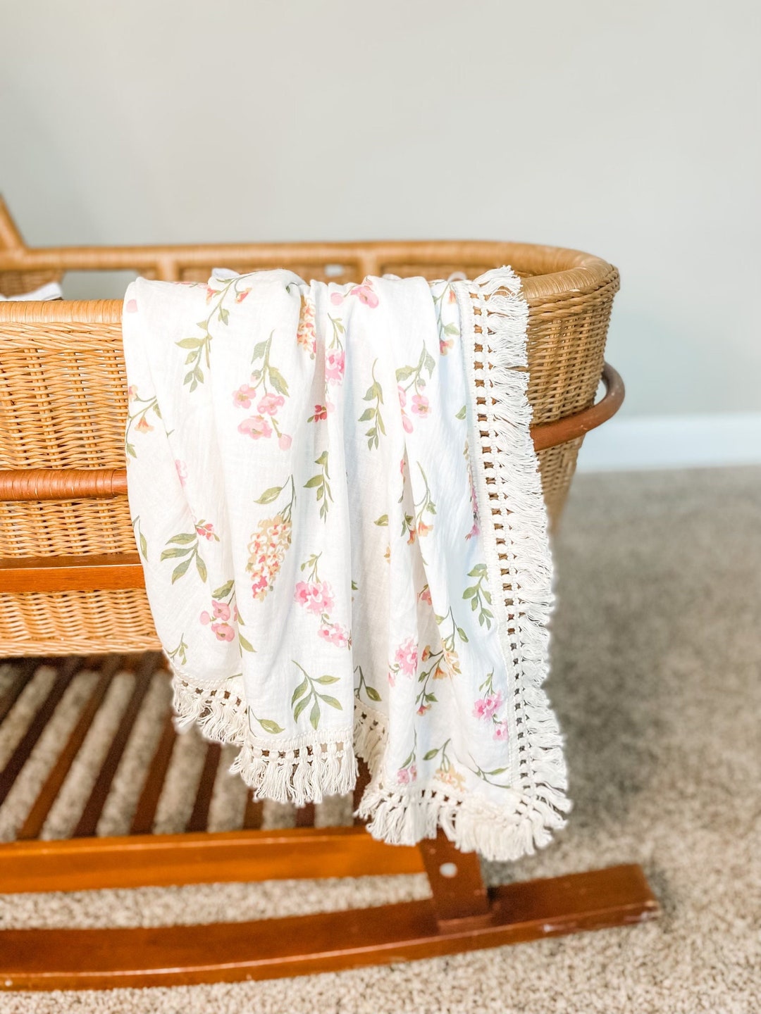 Wildflower Fringe Boho Muslin Swaddle Blanket Etsy