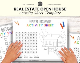 Real Estate Kids Activity Sheet | Real Estate Marketing | Open House Coloring Sheet | Coloring Page | Realtor Printable | Canva Template