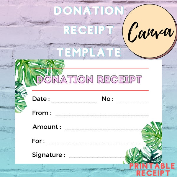 Donation Receipt Template Etsy