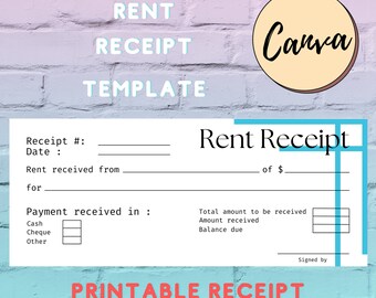 rent receipt etsy