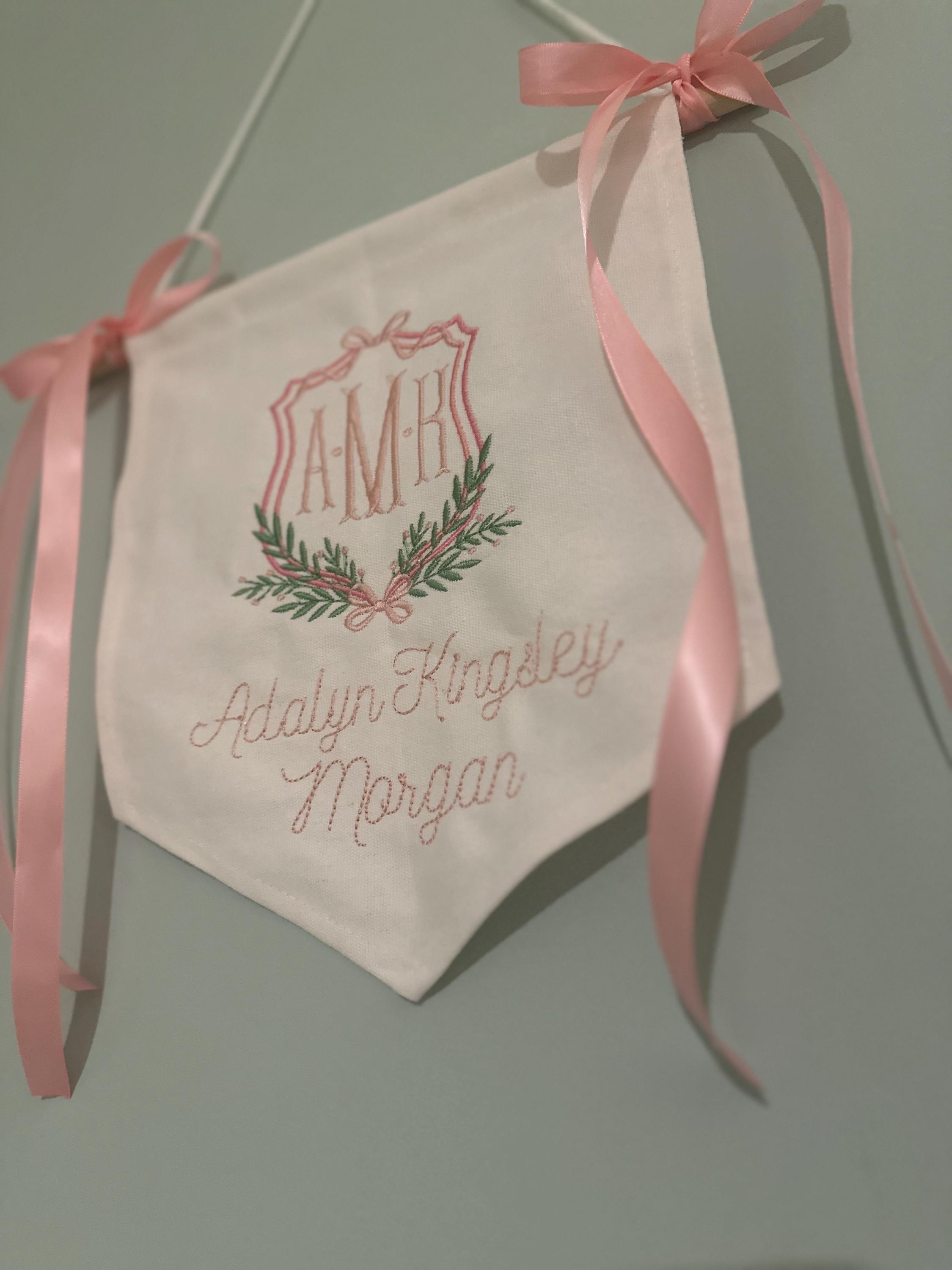 Custom Baby Banner Pink Bow Welcome Banner, Hospital Door or Crib With ...
