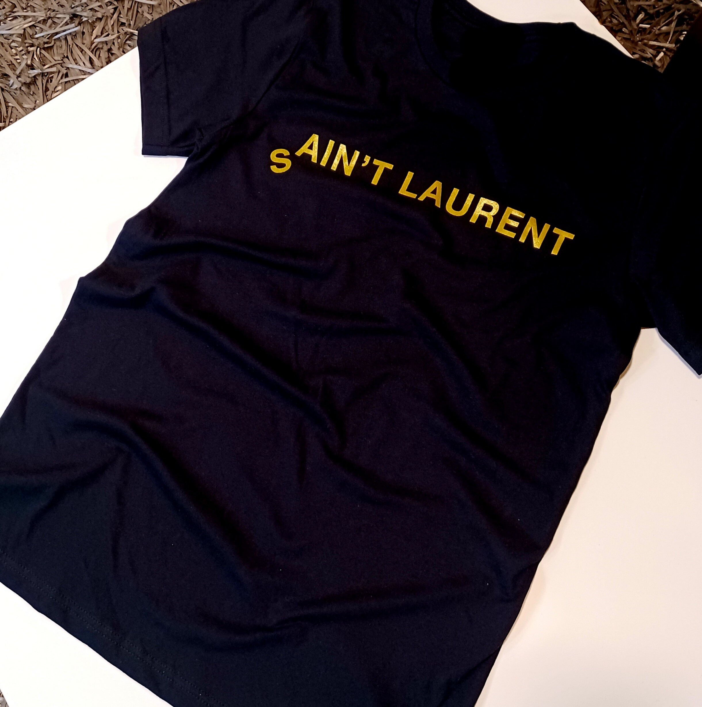 Aint Laurent Designer T-shirt Black 