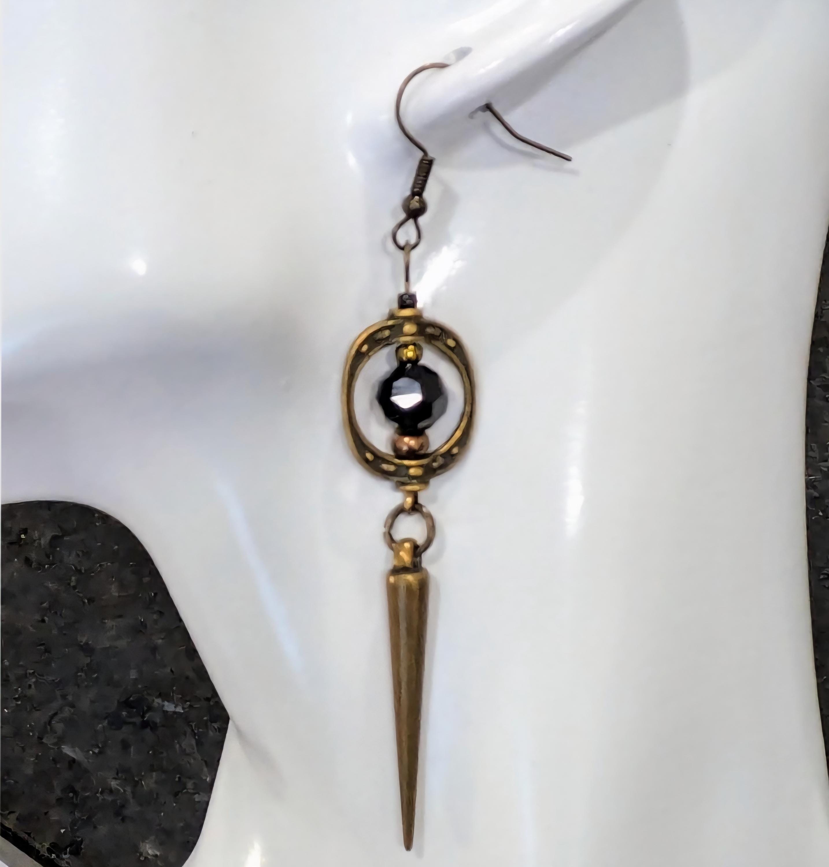Gunmetal Gothic Spike Earrings, Spike Earrings, Trad Goth, Copper Spike Earrings