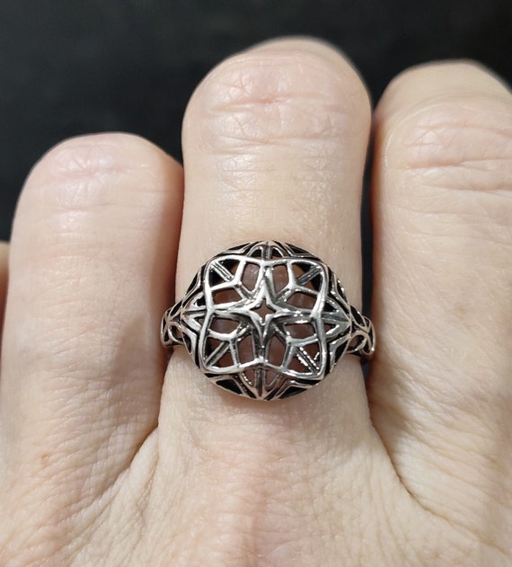 Vintage Geometric Ring, Sterling Silver Ring, Silv