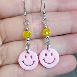 Pastel Smile Face Earrings, Hippie Earrings, Smile Earrings, Kidcore Earrings, 70&#39;s Earrings, Choose Color, Gift for Her, Gift for Daughter