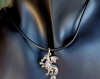 Silver Dragon Pendant Necklace: Mythical Sci-Fi Jewelry