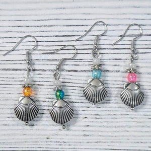 3D Silver Scallop Shell Dangle Earrings, Beachy Earrings, Ocean Inspired, Birthday Gift, Mermaid, Gift for Her, Handmade Gift, Coastal Style