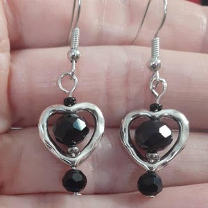 Black Valentine Earrings, Black Heart Earrings, Gothic Heart Earrings, Gift for Her, Gift for Girlfriend, Breakup Jewelry, Birthday Gift