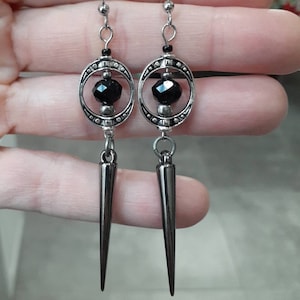Gunmetal Gothic Spike Earrings, Spike Earrings, Trad Goth, Copper Spike Earrings