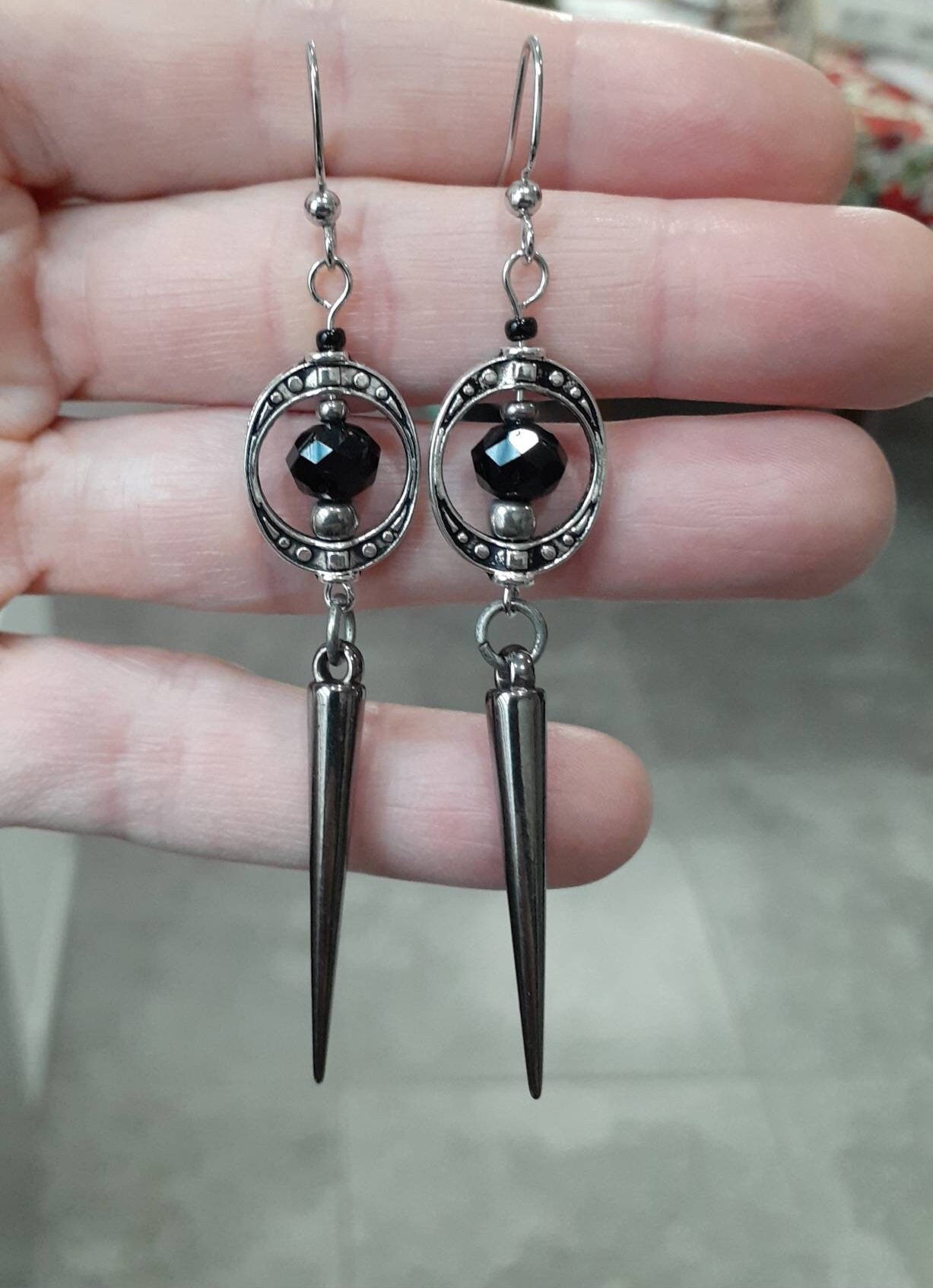 Gunmetal Gothic Spike Earrings, Spike Earrings, Trad Goth, Copper Spike Earrings