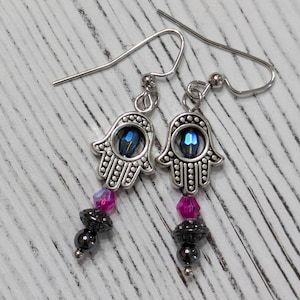 Silver Hamsa Earrings, Birthday Gift, Protection Earrings, Gift for Her, Judaica Gift, Holiday Gift, Good Luck Jewelry