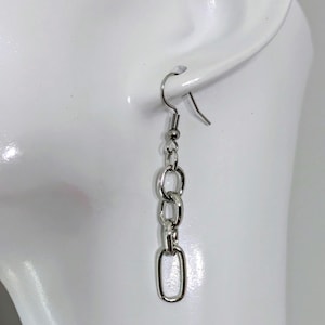 Silver Chain Dangle Earrings: Lightweight Punk Goth Style
