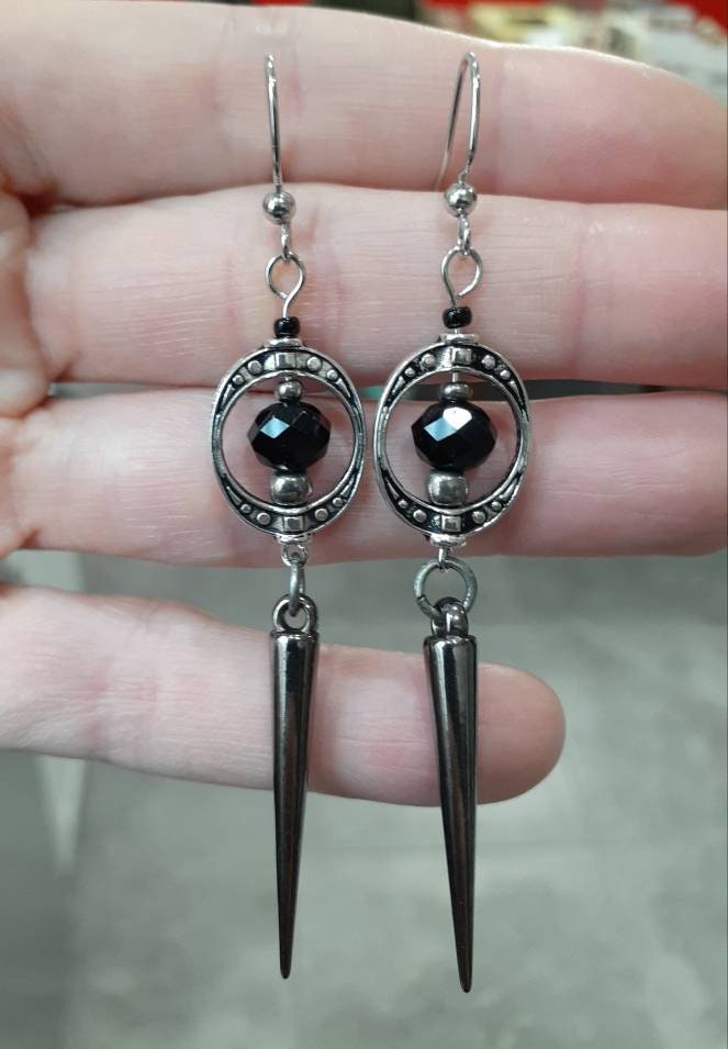 Gunmetal Gothic Spike Earrings, Spike Earrings, Trad Goth, Copper Spike Earrings