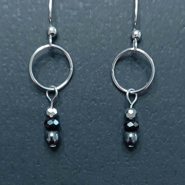 Silver Circle Earrings, Minimalist Earrings, Silver Dangle Earrings, Boho Earrings, Silver Hoop Earrings, Geometric Earrings, Silver Drop