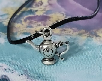 Antique Silver Teapot Necklace, Miniature Teapot Pendant, British Jewelry, Tea Necklace, Tea Jewelry, Christmas Gift, Food Jewelry