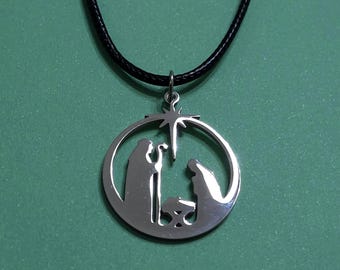 Stainless Steel Nativity Pendant Necklace: Christmas Jewelry