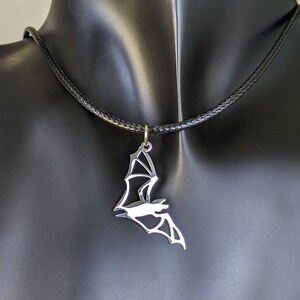 Laser-Cut Stainless Steel Bat Necklace: Goth Pendant Jewelry