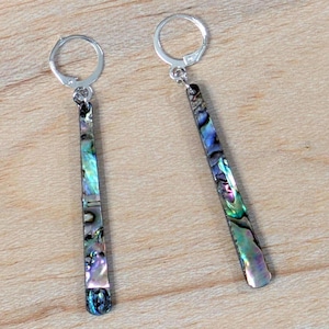 Abalone Shell Dangle Earrings: Beachy Stick Drop Earrings