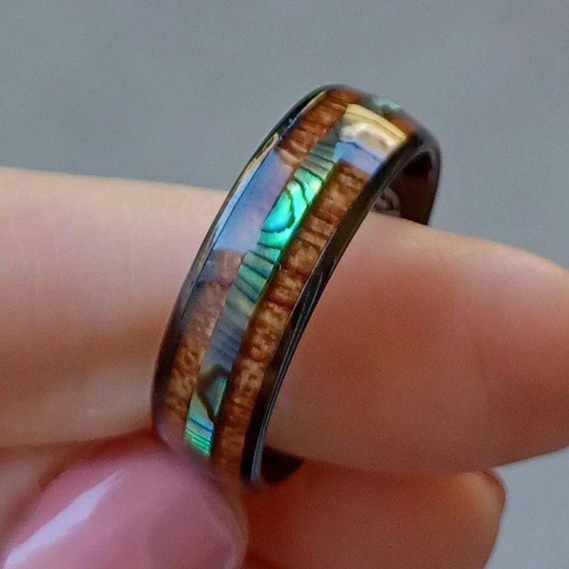 Abalone Wedding Ring Etsy